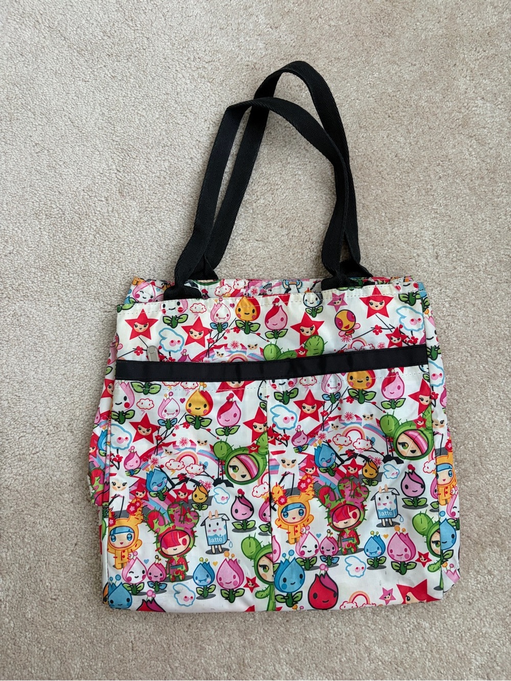 Colorful Character Print Tote Bag